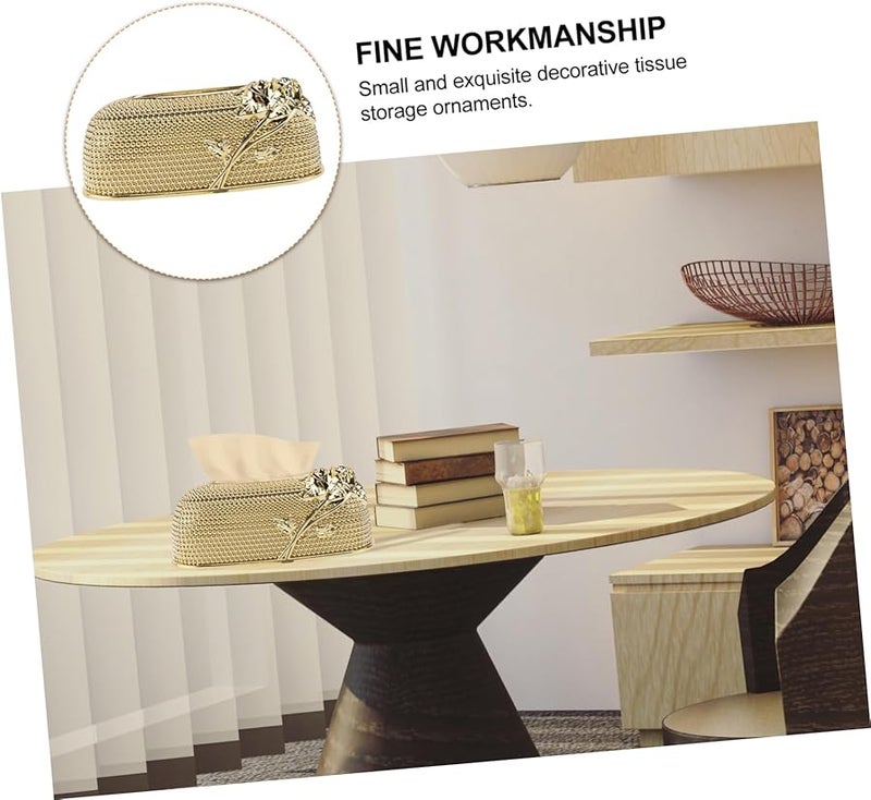 غطاء صندوق المناديل الذهبي حامل مناديل أنيق تصميم أوروبي أنيق ديكور المنزل الفندق المقهى - Image 5